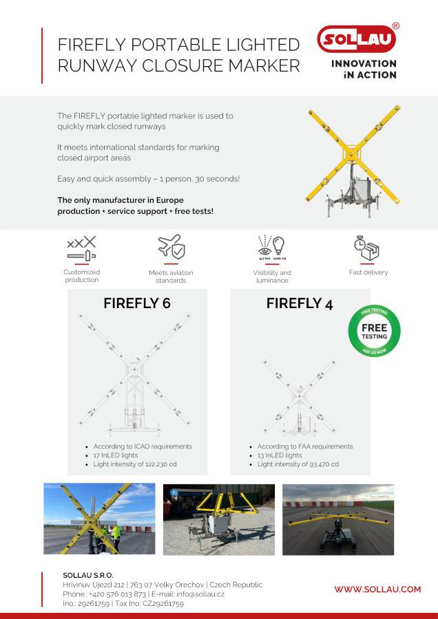 Мобильный светосигнальный крест FIREFLY для обозначения закрытия летной полосы